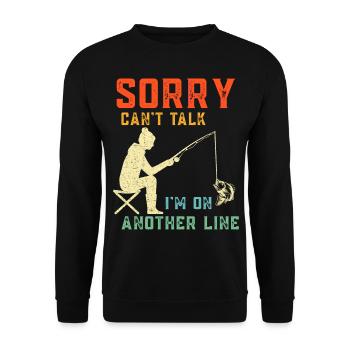Vintage Sorry I Can t Talk I m On Another Line - Unisex Sweatshirt - black - Front - Alina (178cm) & Michal (187cm)