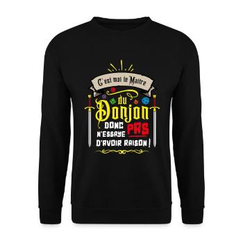 C'est moi le maître du donjon ... - Sweat-shirt Unisexe - noir - Devant - Alina (178cm) & Michal (187cm)