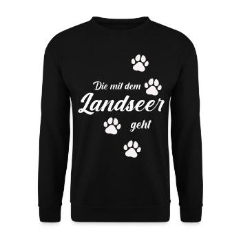 Landseer Hund Hundefreunde Herrchen Landseers - Unisex Pullover - Schwarz - Vorne - Alina (178cm) & Michal (187cm)