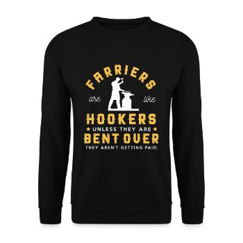 Hufschmied Hufschmiede Schmiede Geschenkidee - Unisex Pullover - Schwarz - Vorne - Alina (178cm) & Michal (187cm)