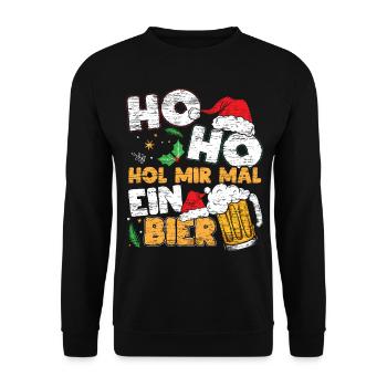 Hol Mir Mal Ein Bier Lustiges Weihnachts - Unisex Pullover - Schwarz - Vorne - Alina (178cm) & Michal (187cm)