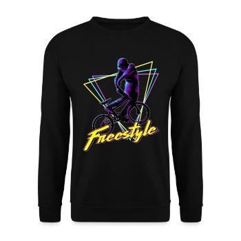 BMX Halfpipe Freestyle Stunt Vaporwave Geschenk - Unisex Pullover - Schwarz - Vorne - Alina (178cm) & Michal (187cm)