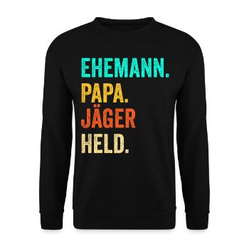 Jagen Papa Jäger Vater Jagverein Vatertag Geschenk - Unisex Pullover - Schwarz - Vorne - Alina (178cm) & Michal (187cm)