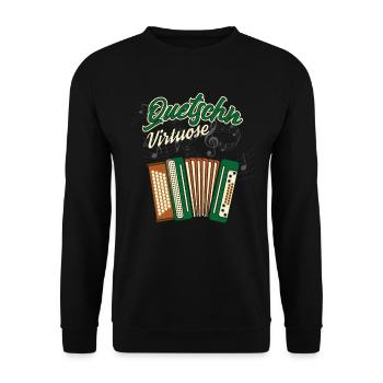 Quetschn Zugin Ziach Musik | Harmonika Akkordeon - Unisex Pullover - Schwarz - Vorne - Alina (178cm) & Michal (187cm)