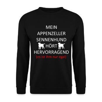 Appenzeller Sennenhund Hunde Sennenhunde - Unisex Pullover - Schwarz - Vorne - Alina (178cm) & Michal (187cm)