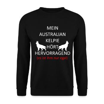 Australian Kelpie Schäferhund Hunde Kelpies - Unisex Pullover - Schwarz - Vorne - Alina (178cm) & Michal (187cm)