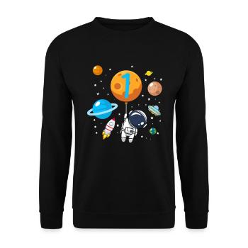 1er anniversaire astronaute voyage spatial enfants cadeau - Sweat-shirt Unisexe - noir - Devant - Alina (178cm) & Michal (187cm)