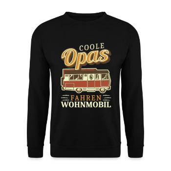 Opa Camper Papa Geschenkidee - Unisex Pullover - Schwarz - Vorne - Alina (178cm) & Michal (187cm)