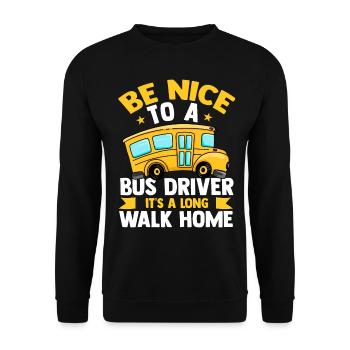 Bus Busfahrer Omnibus Öpnv Beruf Fernbus Autobus - Unisex Pullover - Schwarz - Vorne - Alina (178cm) & Michal (187cm)