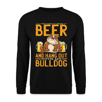 Bulldogge Engliche Bulldogge Bulldoggen - Unisex Pullover - Schwarz - Vorne - Alina (178cm) & Michal (187cm)