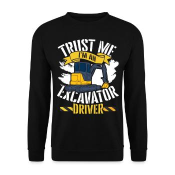 Excavator civil engineering construction work road construction dredging - Unisex Sweatshirt - black - Front - Alina (178cm) & Michal (187cm)