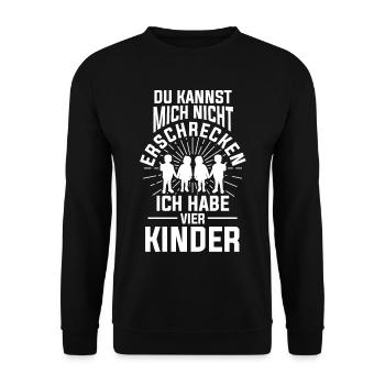 Vier Kinder Vater Papa Mutter Mama Eltern Geschenk - Unisex Pullover - Schwarz - Vorne - Alina (178cm) & Michal (187cm)