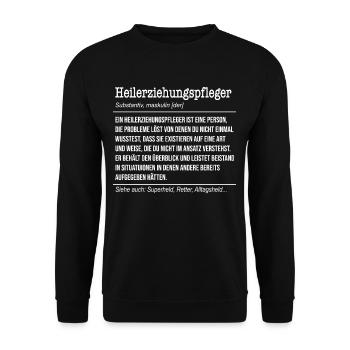 Heilerziehungspfleger Definition - Unisex Pullover - Schwarz - Vorne - Alina (178cm) & Michal (187cm)