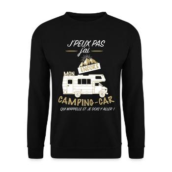 Camping car qui m appelle T-shirt Humour - Sweat-shirt Unisexe - noir - Devant - Alina (178cm) & Michal (187cm)