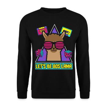 Funny 80s Retro 80s Eighties Music Lama - Unisex Sweatshirt - black - Front - Alina (178cm) & Michal (187cm)