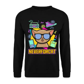 90s Party 90s Vintage Retro Cat 90s - Unisex Sweatshirt - black - Front - Alina (178cm) & Michal (187cm)