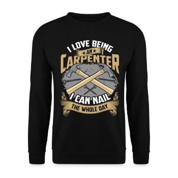 Zimmermann Carpenter Nägel Meister Holz Arbeit - Unisex Pullover - Schwarz - Vorne - Alina (178cm) & Michal (187cm)