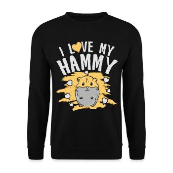 Hamster Liebe Nagetier Pelzig Tierchen Haustier - Unisex Pullover - Schwarz - Vorne - Alina (178cm) & Michal (187cm)