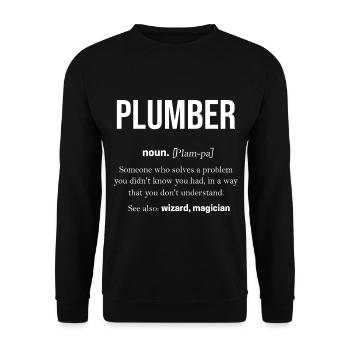Klempner Sanitär Arbeit Rohr Geschenk - Unisex Pullover - Schwarz - Vorne - Alina (178cm) & Michal (187cm)
