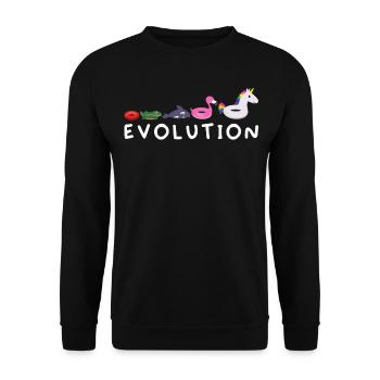Evolution schwimmen Wassersport Flamingo Einhorn - Unisex Pullover - Schwarz - Vorne - Alina (178cm) & Michal (187cm)