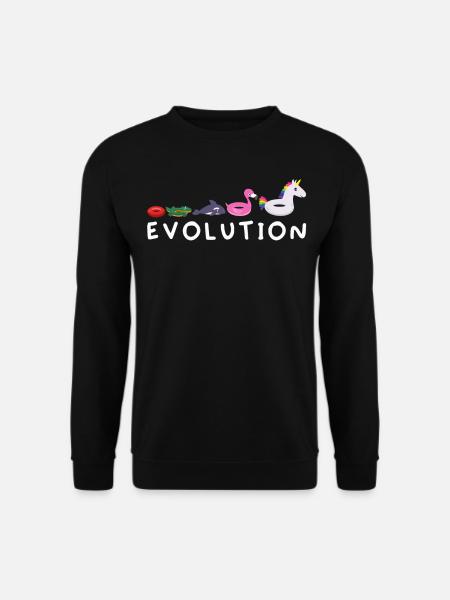 Evolution schwimmen Wassersport Flamingo Einhorn - Unisex Pullover - Schwarz