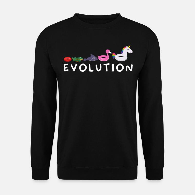 Evolution schwimmen Wassersport Flamingo Einhorn - Unisex Pullover - Schwarz