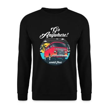 Camping Campingbus Wohnwagen Wohnmobile - Unisex Pullover - Schwarz - Vorne - Alina (178cm) & Michal (187cm)
