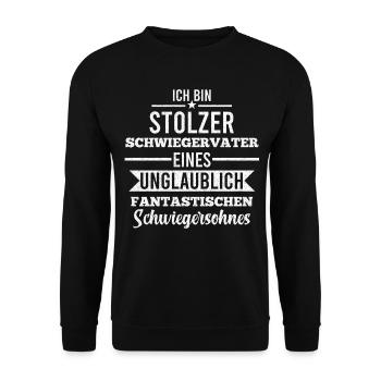 Stolzer Schwiegervater Schwiegerpapa Lustige Sprüc - Unisex Pullover - Schwarz - Vorne - Alina (178cm) & Michal (187cm)