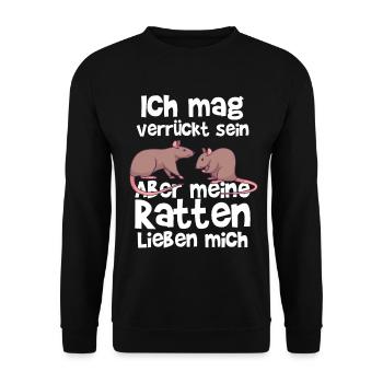 Ratte Nagetier Rattenbesitzer Geschenk - Unisex Pullover - Schwarz - Vorne - Alina (178cm) & Michal (187cm)
