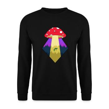 Amanita Muscaria Magic Mushroom Alien Abduction - Unisex Sweatshirt - black - Front - Alina (178cm) & Michal (187cm)