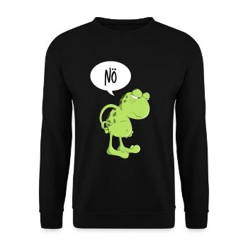 Nö Frosch Kröte Lustiger Spruch Keine Lust Tier - Unisex Pullover - Schwarz - Vorne - Alina (178cm) & Michal (187cm)