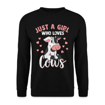 Cow girl love moo beef milk farmer farm animal - Unisex Sweatshirt - black - Front - Alina (178cm) & Michal (187cm)
