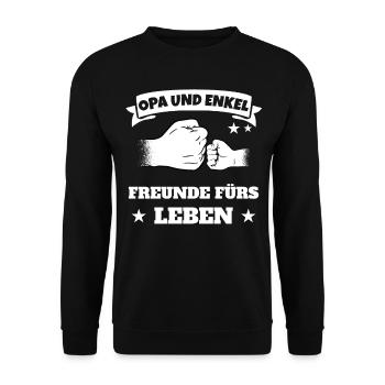 Opa Enkel Partnerlook Geschenk - Unisex Pullover - Schwarz - Vorne - Alina (178cm) & Michal (187cm)