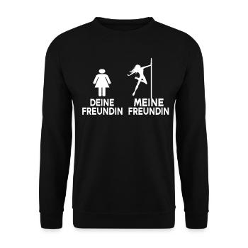 Pole Dance Stangen Geschenk Stangentanz - Unisex Pullover - Schwarz - Vorne - Alina (178cm) & Michal (187cm)