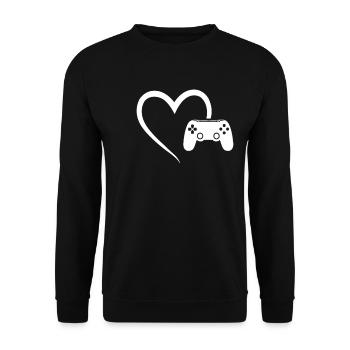 Gaming Controller Heart Game Gamer Girl Gift - Unisex Sweatshirt - black - Front - Alina (178cm) & Michal (187cm)