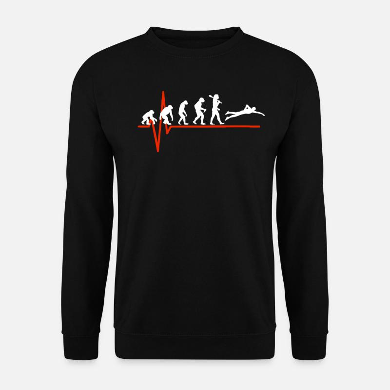 Swimming Heartbeat - EVOLUTION OF SWIMMING - Unisex Pullover - Schwarz
