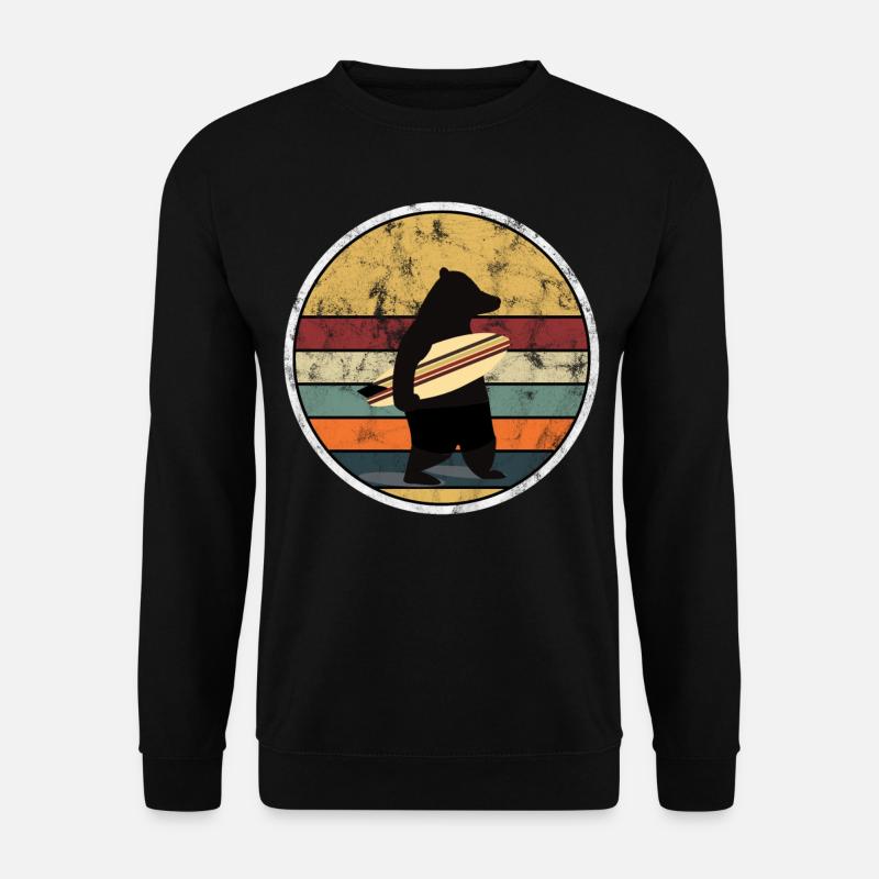 Surfing Bear vintage Retro Surfbrett Surfen - Unisex Pullover - Schwarz