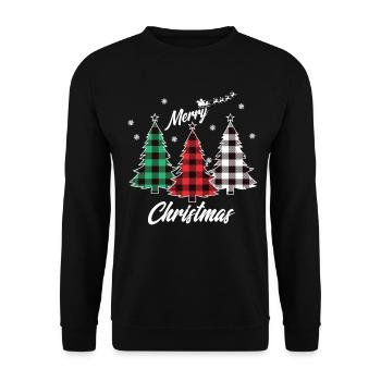Buffalo Plaid Christmas Tree Red Green White - Unisex Sweatshirt - black - Front - Alina (178cm) & Michal (187cm)
