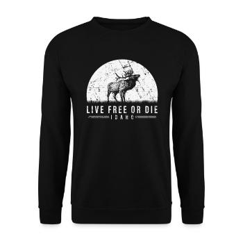 Live Free or Die Idaho Hiking - Unisex Sweatshirt - black - Front - Alina (178cm) & Michal (187cm)