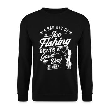 Cadeau de pêche sur glace pour pêcheur sur glace - Sweat-shirt Unisexe - noir - Devant - Alina (178cm) & Michal (187cm)