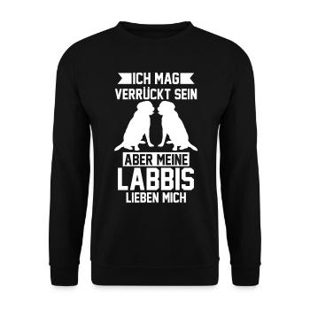 Labrador Retriever Labradorhalter Hund Lustige Spr - Unisex Pullover - Schwarz - Vorne - Alina (178cm) & Michal (187cm)