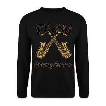Saxophone Musiker - Unisex Pullover - Schwarz - Vorne - Alina (178cm) & Michal (187cm)
