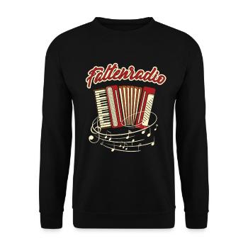 Quetschn Zugin Ziach Musik | Harmonika Akkordeon - Unisex Pullover - Schwarz - Vorne - Alina (178cm) & Michal (187cm)
