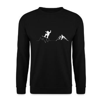 Boarding with skis on skis and the Stubai Valley on the mountain - Unisex Sweatshirt - black - Front - Alina (178cm) & Michal (187cm)