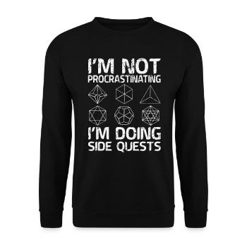 Im Doing Side Quest RPG Rollenspiel Würfel - Unisex Pullover - Schwarz - Vorne - Alina (178cm) & Michal (187cm)