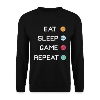 Eat Sleep Game Repeat - Jeux vidéo gaming - Sweat-shirt Unisexe - noir - Devant - Alina (178cm) & Michal (187cm)