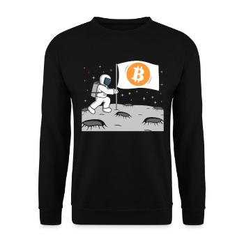 Astronaut Bitcoin Moon BTC - Unisex Sweatshirt - black - Front - Alina (178cm) & Michal (187cm)