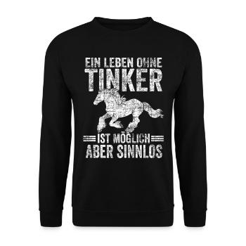 Tinker Reitstall Reiterin Pferdesport Pferdebesitz - Unisex Pullover - Schwarz - Vorne - Alina (178cm) & Michal (187cm)
