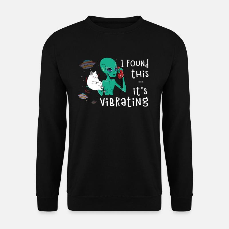 Extraterrestres chat spatial drôle et rétro - Sweat-shirt Unisexe - noir