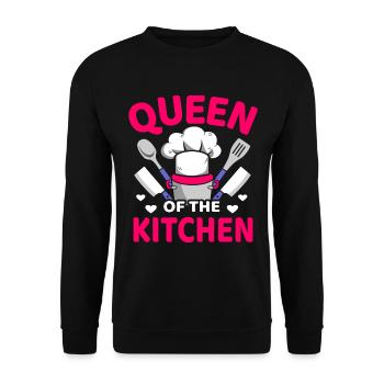 Queen Of The Kitchen Köchin Kochen - Unisex Pullover - Schwarz - Vorne - Alina (178cm) & Michal (187cm)